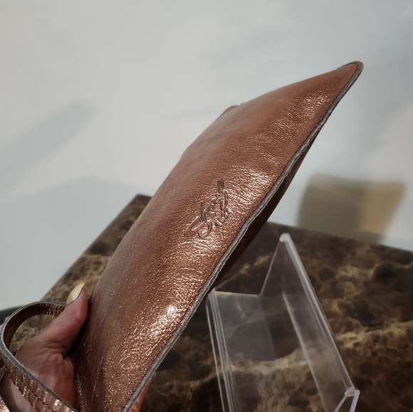 Sharif Metallic Rose Gold Leather Clutch EUC - Picture 5 of 13